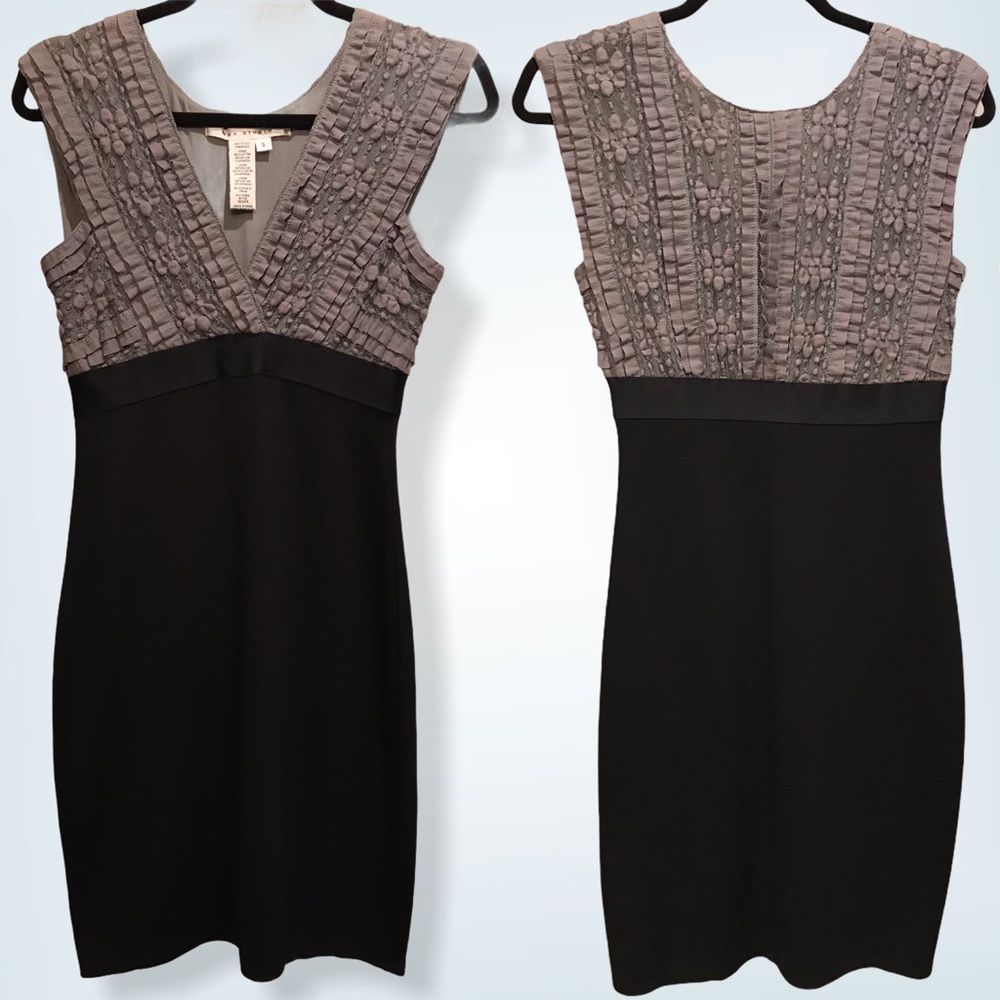 Bodycon Max Studio Gray and Black Sheath Dress - S